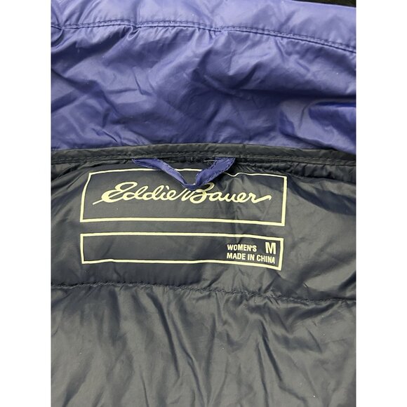 Eddie Bauer Jacket Womens Medium Blue Down EB650 Fill Feather Puffer Lightweight - Picture 3 of 16
